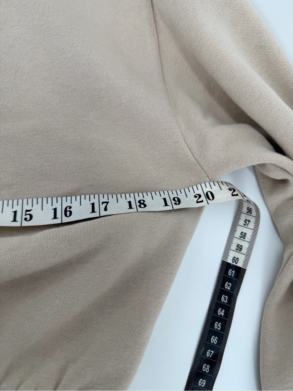 ZARA Beige Cropped Fleece Lined Hoodie Sweatshirt Neutral Tan Women's Size S - Picture 4 of 4